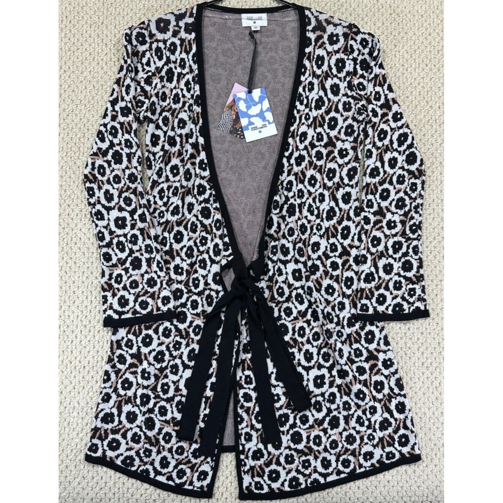 Diane Von Furstenburg Target Open Cardigan Sweater Size XS VNeck Poppy Print NEW